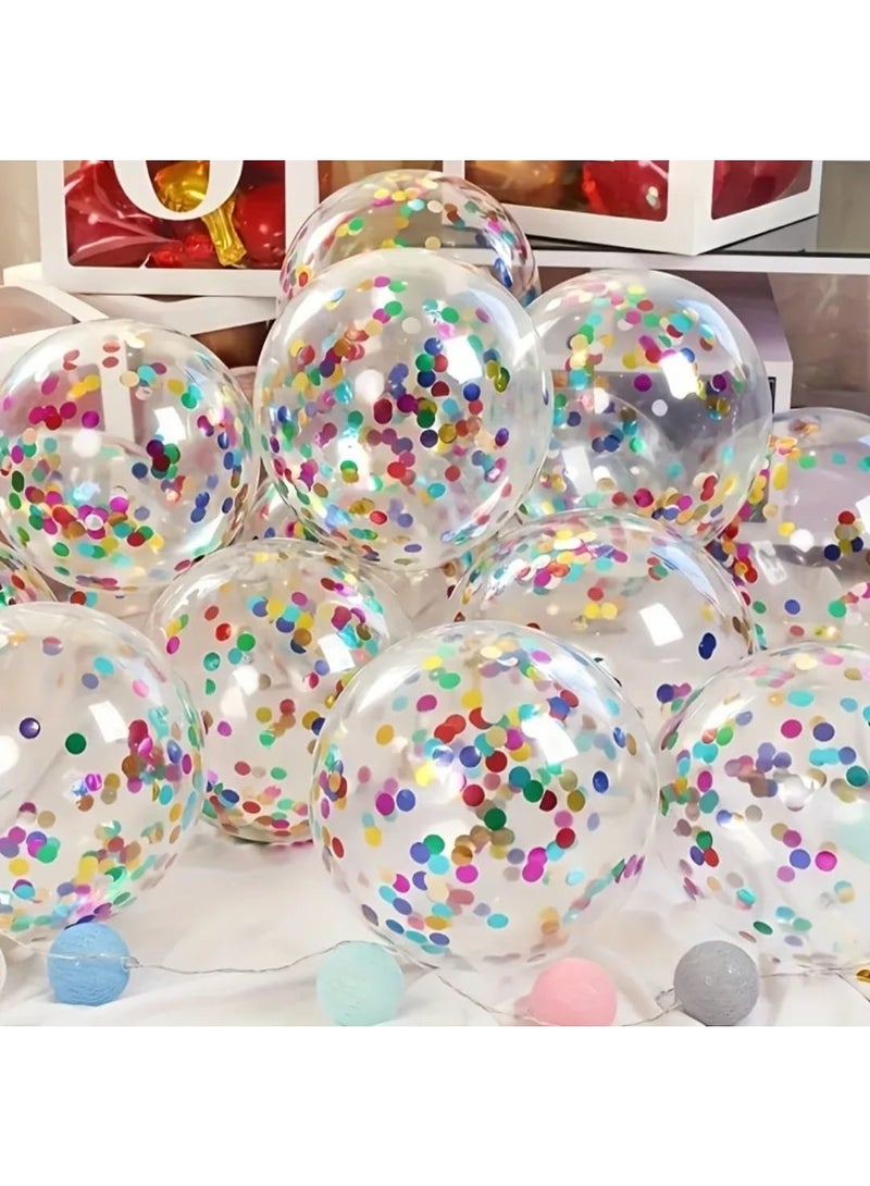 LDQ 20pcs Sparkling Rainbow Confetti Balloons – Durable Latex, Indoor/Outdoor Decor for Birthdays, Weddings, Parties & More - Image 2