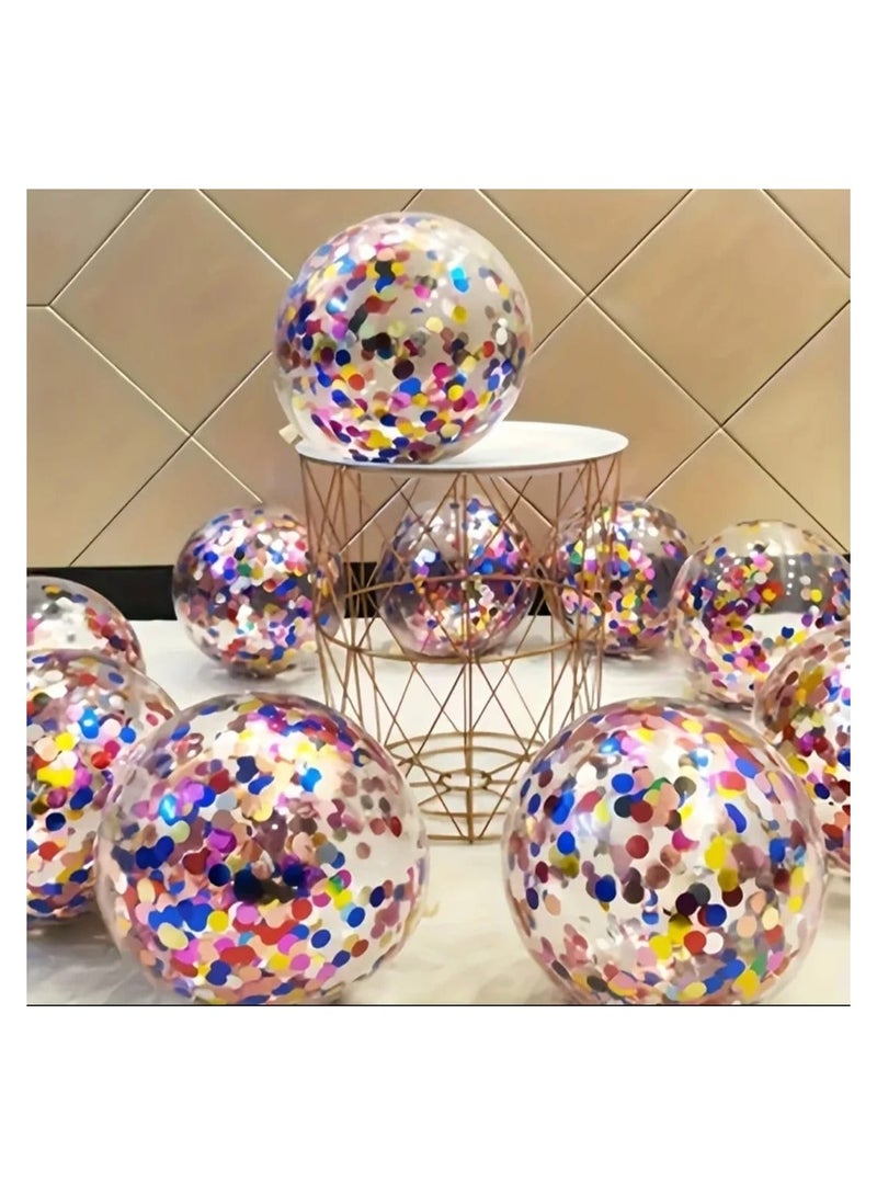 LDQ 20pcs Sparkling Rainbow Confetti Balloons – Durable Latex, Indoor/Outdoor Decor for Birthdays, Weddings, Parties & More - Image 1