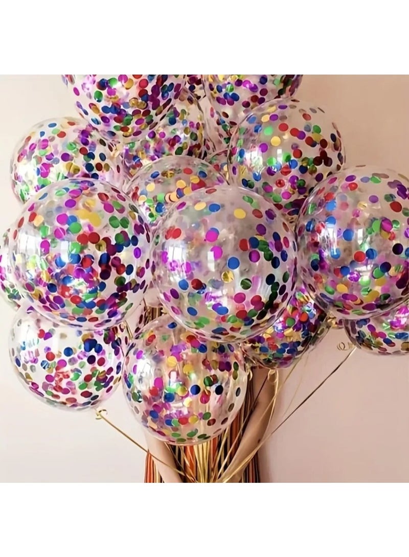 LDQ 20pcs Sparkling Rainbow Confetti Balloons – Durable Latex, Indoor/Outdoor Decor for Birthdays, Weddings, Parties & More - Image 3
