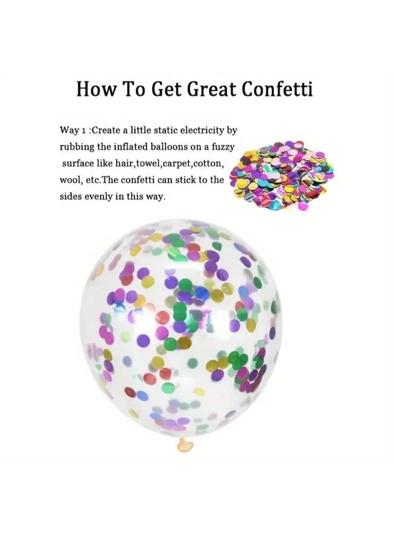 LDQ 20pcs Sparkling Rainbow Confetti Balloons – Durable Latex, Indoor/Outdoor Decor for Birthdays, Weddings, Parties & More - Image 5