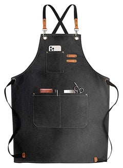 Chef Apron,Cross Back Apron for Women and Men,Cotton Canvas Apron with Adjustable Straps and Large Pockets,Kitchen Cooking Baking Hairstylist Bbq Woodworking Welding Carpenter Work Bib Apron