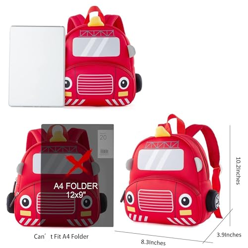 KK CRAFTS Preschool Backpack Toddler Neoprene Animal Schoolbag Lunch backpack for Kids Boys Girls(Fire Engine) - Image 2