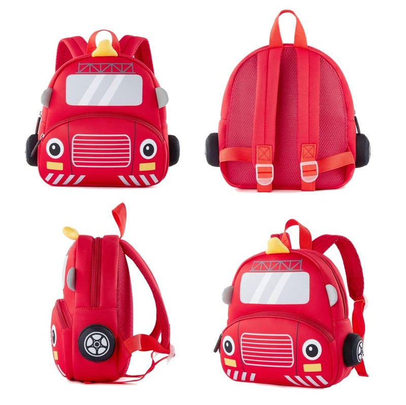 KK CRAFTS Preschool Backpack Toddler Neoprene Animal Schoolbag Lunch backpack for Kids Boys Girls(Fire Engine) - Image 3