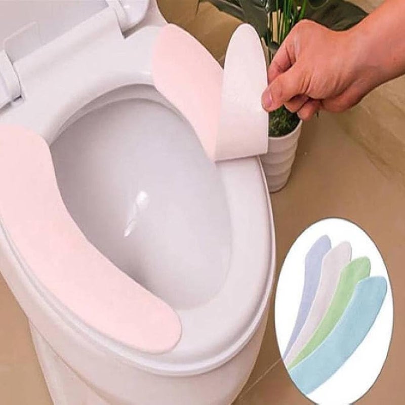 CLICKSWIFT 1 Pair Flannel Toilet Seat Cushion Pads, Soft Warm Washable Toilet Seat Cover, Reusable Comfortable Toilet Cushion for Travellers, Home, Office, Assorted Colores - Image 3