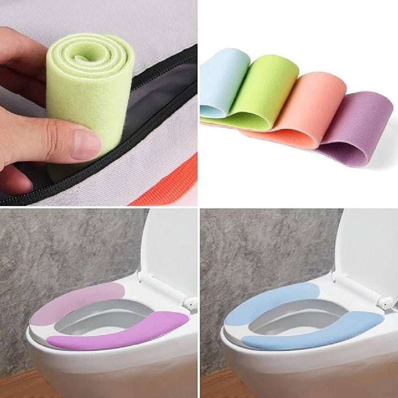 CLICKSWIFT 1 Pair Flannel Toilet Seat Cushion Pads, Soft Warm Washable Toilet Seat Cover, Reusable Comfortable Toilet Cushion for Travellers, Home, Office, Assorted Colores - Image 5