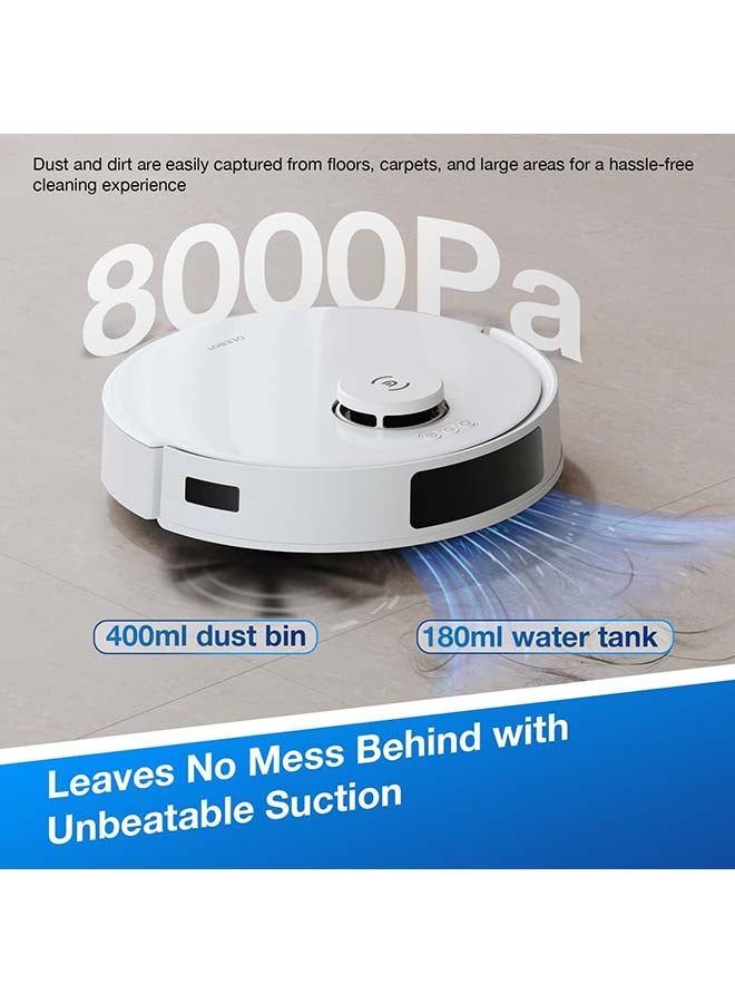 ECOVACS DEEBOT N20 PRO Plus Robot Vacuum & Mop | 8000Pa Suction | Self-Emptying | 320min Runtime | Smart Mapping & LiDAR | Pet-Friendly | App/Voice Control | 1000.0 W DKX5_White 1000 W DKX5_White White - Image 2
