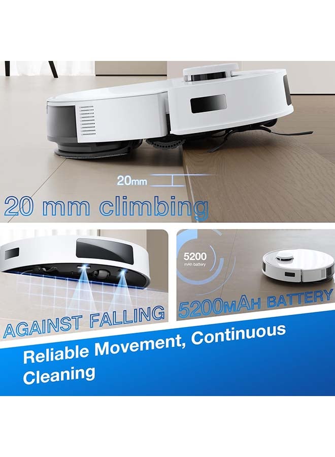 ECOVACS DEEBOT N20 PRO Plus Robot Vacuum & Mop | 8000Pa Suction | Self-Emptying | 320min Runtime | Smart Mapping & LiDAR | Pet-Friendly | App/Voice Control | 1000.0 W DKX5_White 1000 W DKX5_White White - Image 4