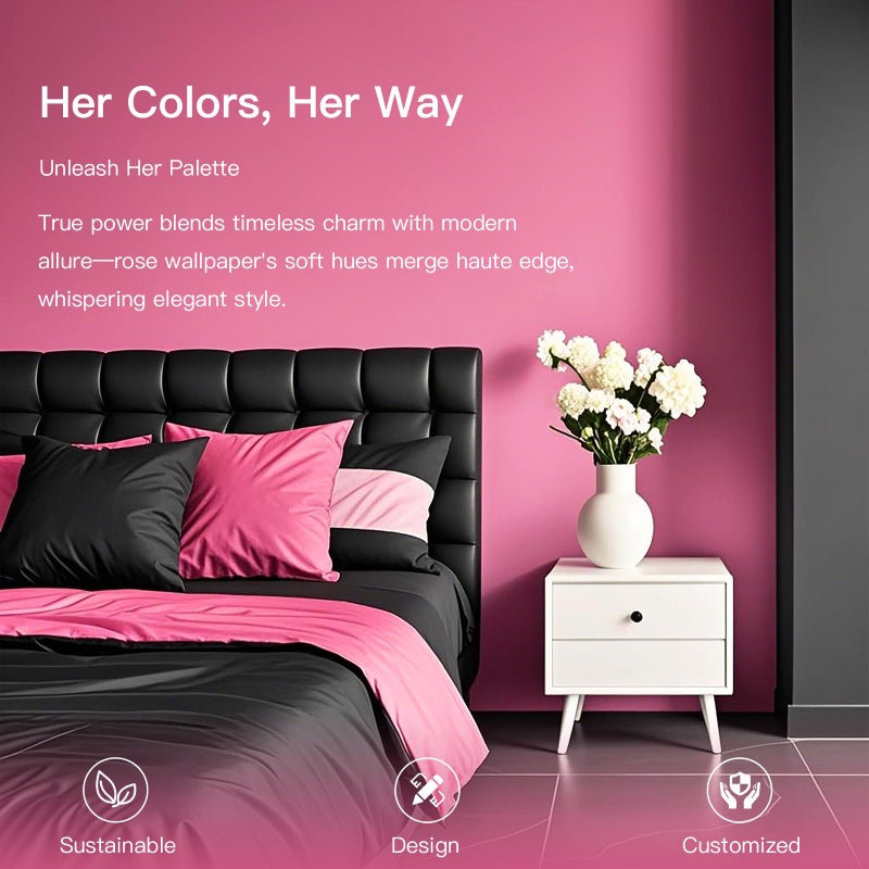 Ismoon 17.7inx118in Pink Wallpaper Peel and Stick Wallpaper Pink Contact Paper Waterproof Removable Self-Adhesive Renter Friendly Bathroom for Cabinets Decor Vinyl - Image 4