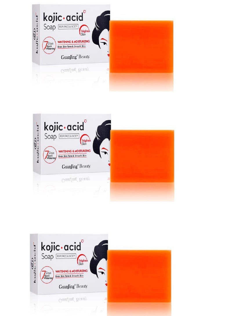GUANJING Kojic Soap For Face Body 120 g - 3pieces - Image 1