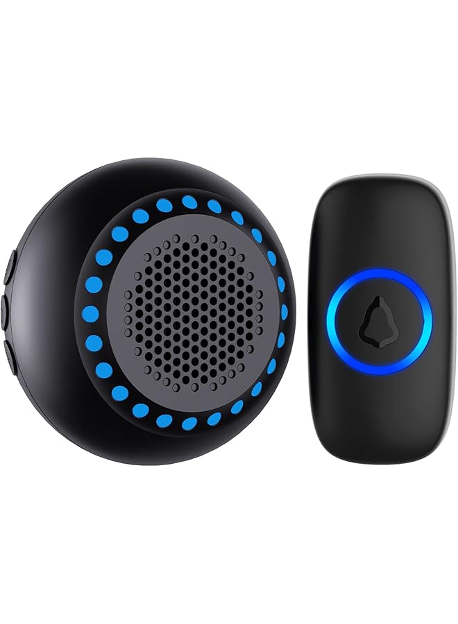 promass Wireless Doorbell, Waterproof Mini Plug in LED Receiver 300m Long Range Door Entry Bell Cordless Loudly with 5 Level Volume, 32 Chimes, Battery Included for Home, School, Office