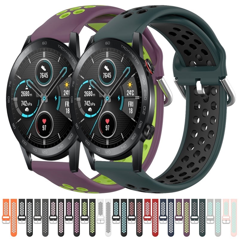 erorex For Huawei Honor Magic Watch 2 46Mm 22Mm Clasp Two Color Sport Watch Band(Black + Grey) - Image 4