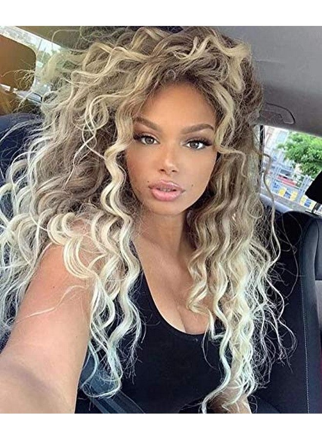 GNIMEGIL Long Curly Wavy Wig For Women Ombre Blonde Wig With Dark Roots Thick Loose Synthetic Hair Wig Heat Resistant Wigs For Halloween Costumes Daily Use - Image 2