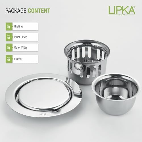 LIPKA Full Moon Round Flat Cut Floor Drain |304-Grade Stainless Steel |5.5 Inches| with Cockroach Trap| - Image 5