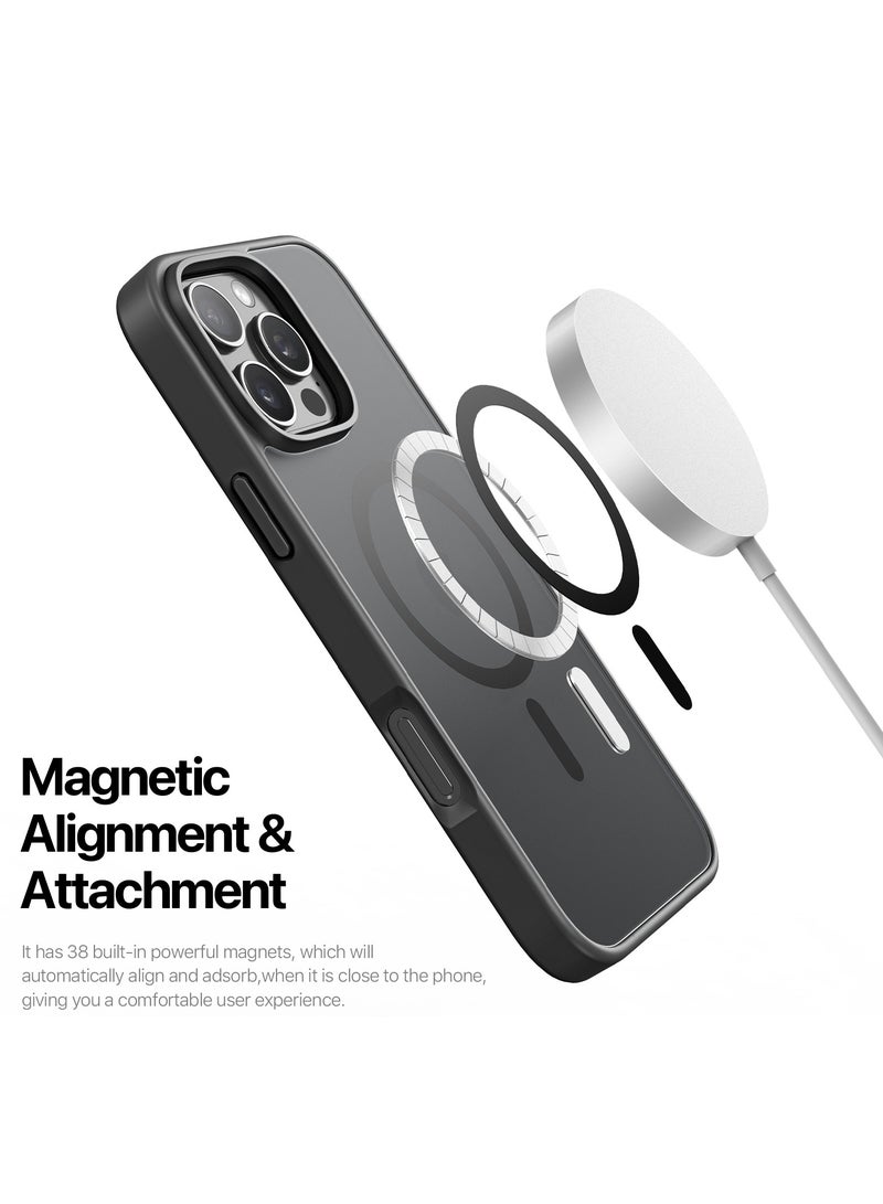 DUX DUCIS Yind Case Anti-Yellowing Matte Clear [Hard PC Back & Soft TPU Bumper] Magnetic Wireless Charging Shockproof Protective Phone Case Cover compatible with Iphone 16 Pro  (Black) - Image 3