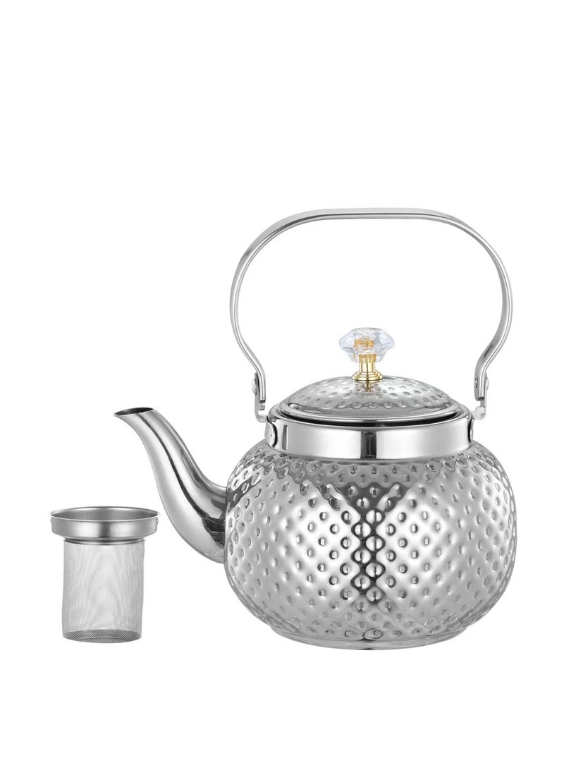 اتش تي اتش التصميم الحديث القهوة دلة وعاء الصدأ قسط الفولاذ المقاوم للصدأ إبريق الشاي مع مرآة إنفوزر إنهاء غلاية القهوة سهلة صب صنبور غلاية الشاي مع غطاء ومقبض مريح غسالة صحون آمنة التعريفي إبريق الشاي الآمن لمكتب المنزل 1.2 / 1.6 / 2 لتر  - Image 1