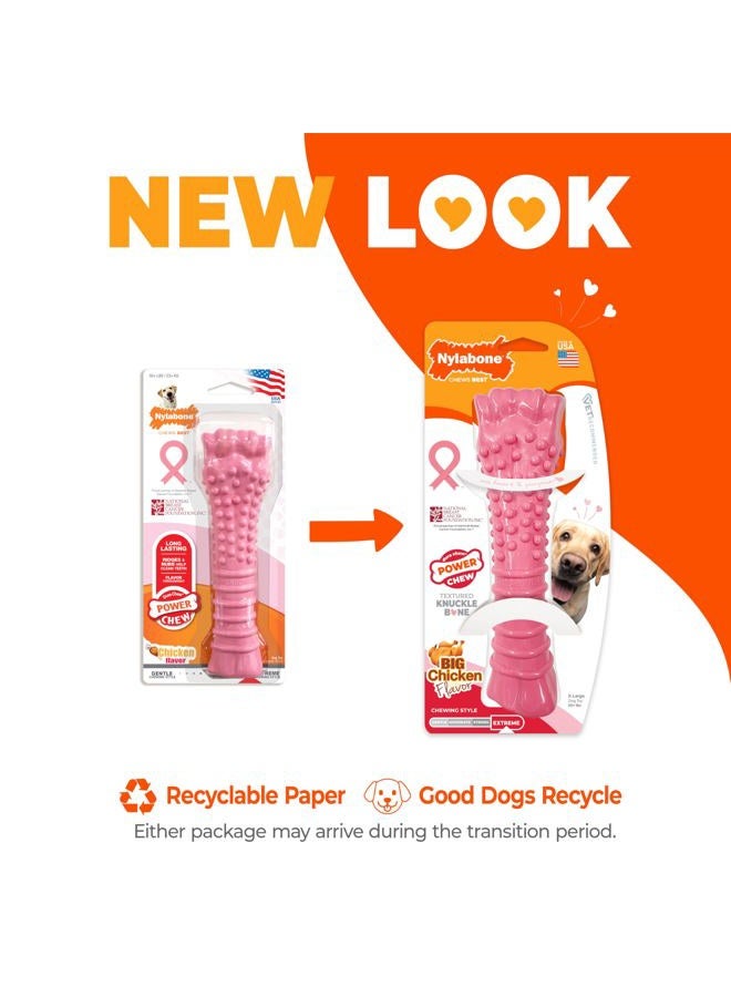 Nylabone Breast Cancer Awareness Pink Power Chew Textured Dog Toy Chicken Flavor X-Large/Souper - 50+ lbs. - Image 4