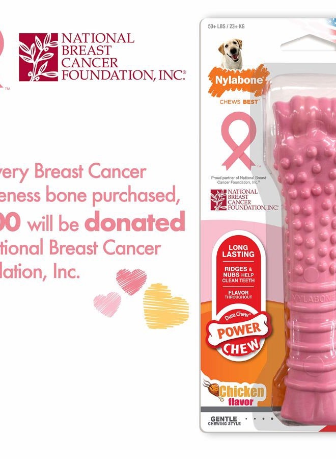 Nylabone Breast Cancer Awareness Pink Power Chew Textured Dog Toy Chicken Flavor X-Large/Souper - 50+ lbs. - Image 2