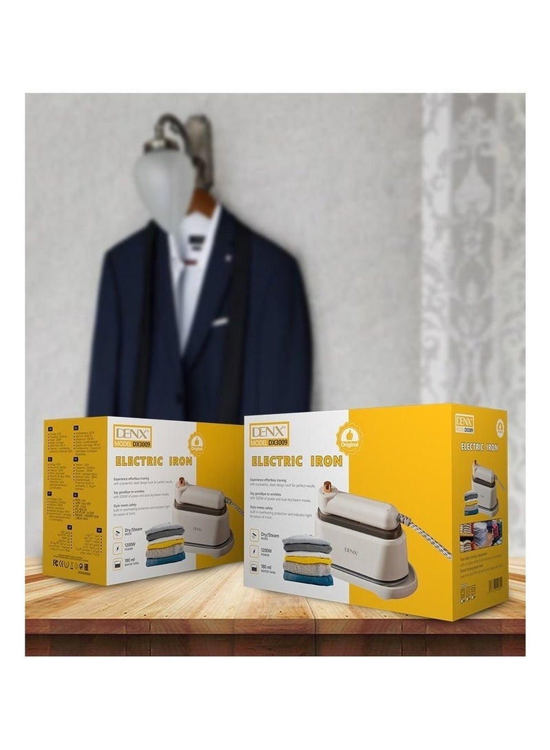 Denx DX3009 2-in-1 Handheld Steam & Dry Iron ,Portable 1200W Mini Travel Garment Steamer, Quick Heat , Ideal for Clothes, Abayas, Home & Travel. - Image 2