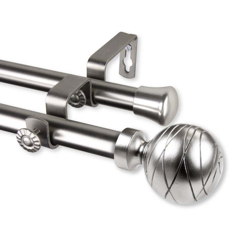 Rod Desyne Rod Desyne 4784995 Arman 34 inch Dia 120170Satin Nickel Double Curtain Rod Set 