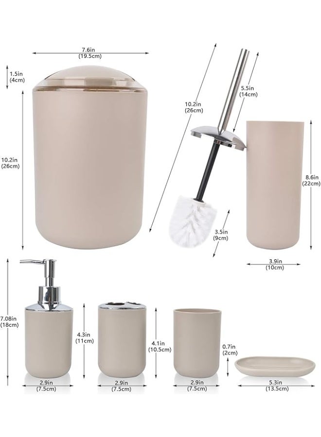 Bathroom Accessory Set multi colors , Bathroom Accessory Set, 6 Pieces, Plastic, Beige - Image 4