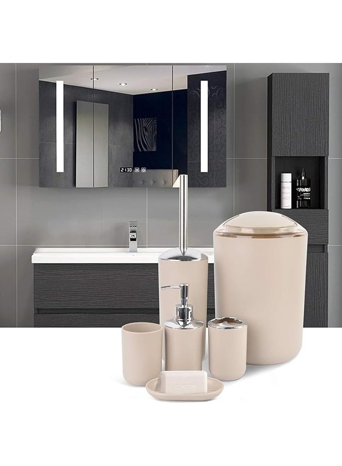 Bathroom Accessory Set multi colors , Bathroom Accessory Set, 6 Pieces, Plastic, Beige - Image 2
