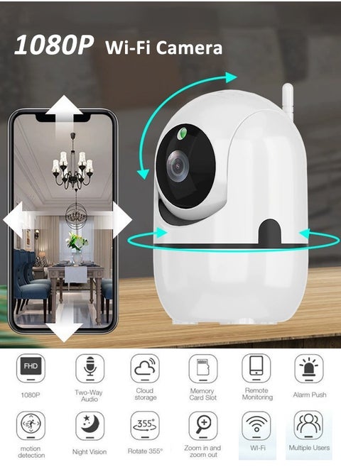 360 Degree Smart Security Camera/ Up to 256GB SD Card Support / 1080P Full HD / Privacy Mode / Alexa Google Assistant / Motion Detection & Human Detection / 2-Way Audio / Night Vision