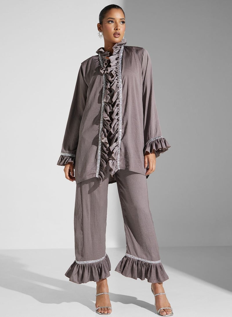 hayas closet Ruffle Detail Shirt & Pant Set  - Image 5