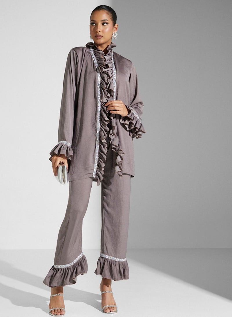 hayas closet Ruffle Detail Shirt & Pant Set  - Image 1