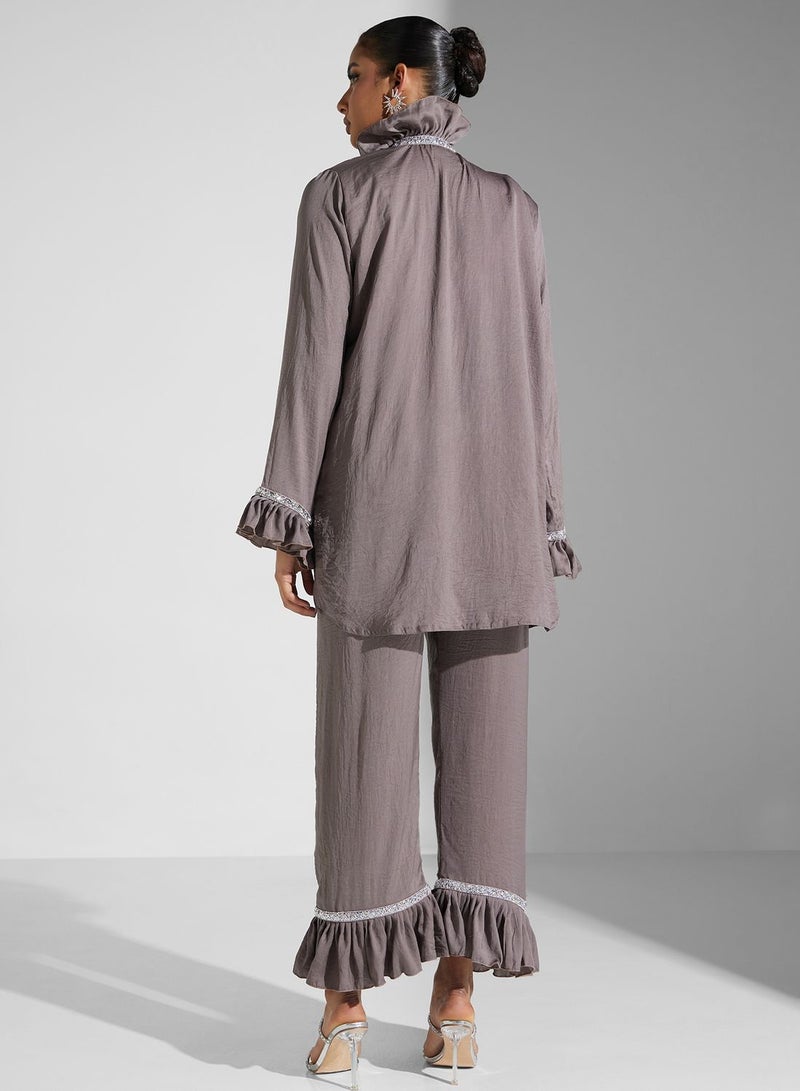 hayas closet Ruffle Detail Shirt & Pant Set  - Image 4