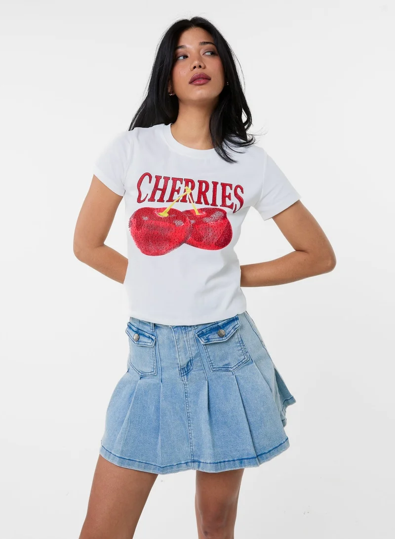 Pink Vanilla  Cherries T-Shirt for Women | Best Price UAE