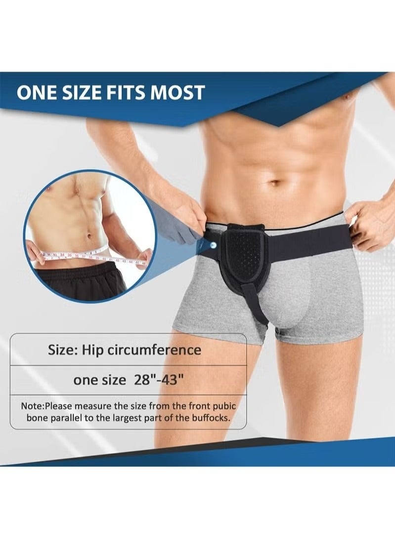 دبليو دي آر حزام فتق للرجال والنساء ، تروس دعم الفتق قابل للتعديل للفخذ ، مع 1 وسادة ضغط قابلة للإزالة ، حزام فتق الأربية أو أسفل البطن ، للفتق الجراحي ، عظم الفخذ (أسود) - Image 3