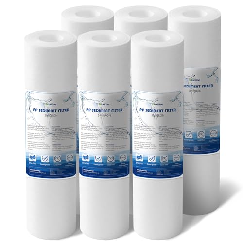 BLUERISE 5 Micron 10 x 25 Water Filter Replacement Whole House Sediment Home Water Filter Replacement Cartridge Ro Sediment Filter Easy Installation Fits Any 10 Reverse Osmosis Unit 6 Pack - Image 1