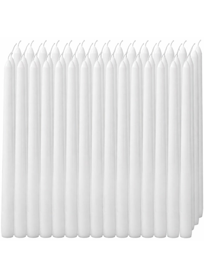لوكاداه عبوة من 48 شمعة بيضاء مدببة شموع مدببة 10 بوصة بدون تقطير شمعدانات بدون رائحة أو دخان بالجملة شموع طويلة تدوم من 7 إلى 8 ساعات مثالية لأعياد الميلاد، وحفلات الزفاف، والحفلات، والعشاء - Image 1