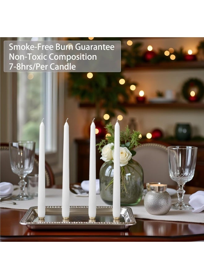 لوكاداه عبوة من 48 شمعة بيضاء مدببة شموع مدببة 10 بوصة بدون تقطير شمعدانات بدون رائحة أو دخان بالجملة شموع طويلة تدوم من 7 إلى 8 ساعات مثالية لأعياد الميلاد، وحفلات الزفاف، والحفلات، والعشاء - Image 3