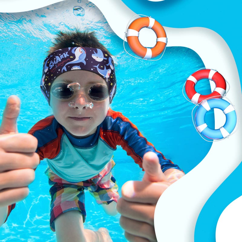 Zhanmai Swimming Headband, 4 Pieces Kids Waterproof Neoprene Hairband with Ear Covers, Adjustable Swimmer's Headband for Ear Protection (Dinosaur Style, 22 Inch) - Image 2