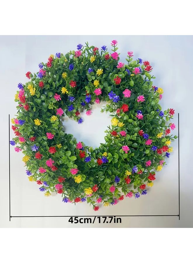 Large 17 7 Inch Artificial Boxwood Wreath With Eucalyptus And Camellia Flowers - Image 2