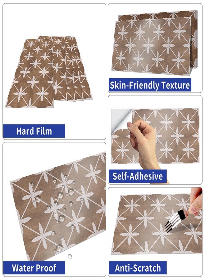 VIRANDA 15pcs Removable Tile Sticker Peel and Stick Backsplash 5.91 x 11.81 inch PVC Self-Adhesive Tile Decals Wallpaper for Kitchen Bedroom Bathroom Decoration,Brown - Image 4