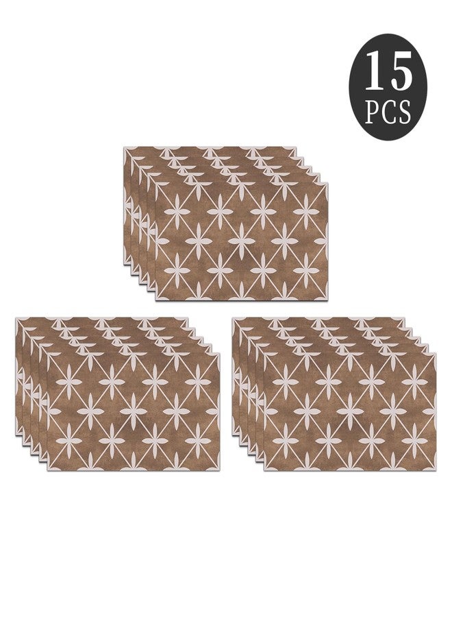 VIRANDA 15pcs Removable Tile Sticker Peel and Stick Backsplash 5.91 x 11.81 inch PVC Self-Adhesive Tile Decals Wallpaper for Kitchen Bedroom Bathroom Decoration,Brown - Image 5