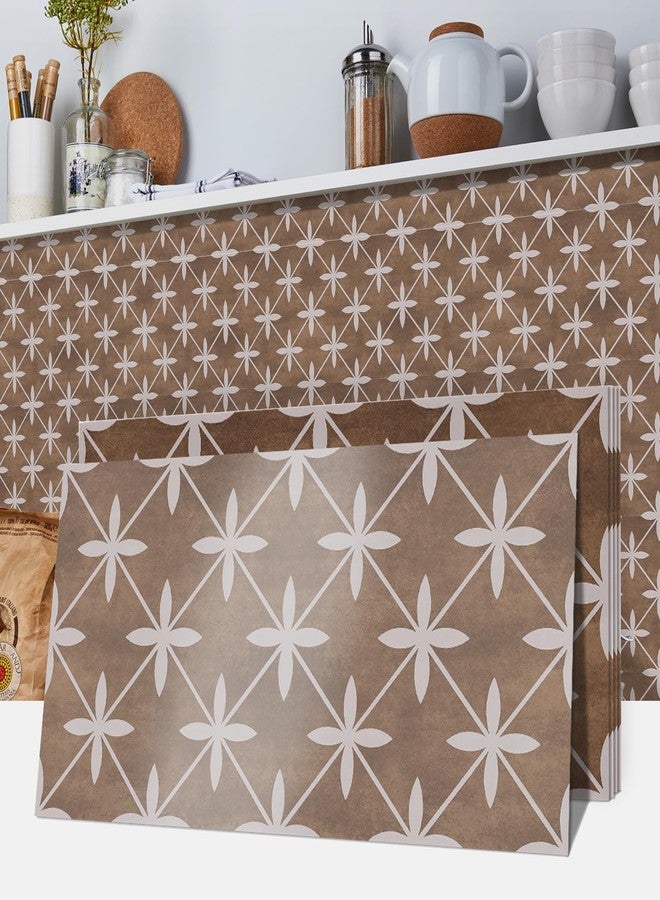 VIRANDA 15pcs Removable Tile Sticker Peel and Stick Backsplash 5.91 x 11.81 inch PVC Self-Adhesive Tile Decals Wallpaper for Kitchen Bedroom Bathroom Decoration,Brown - Image 1