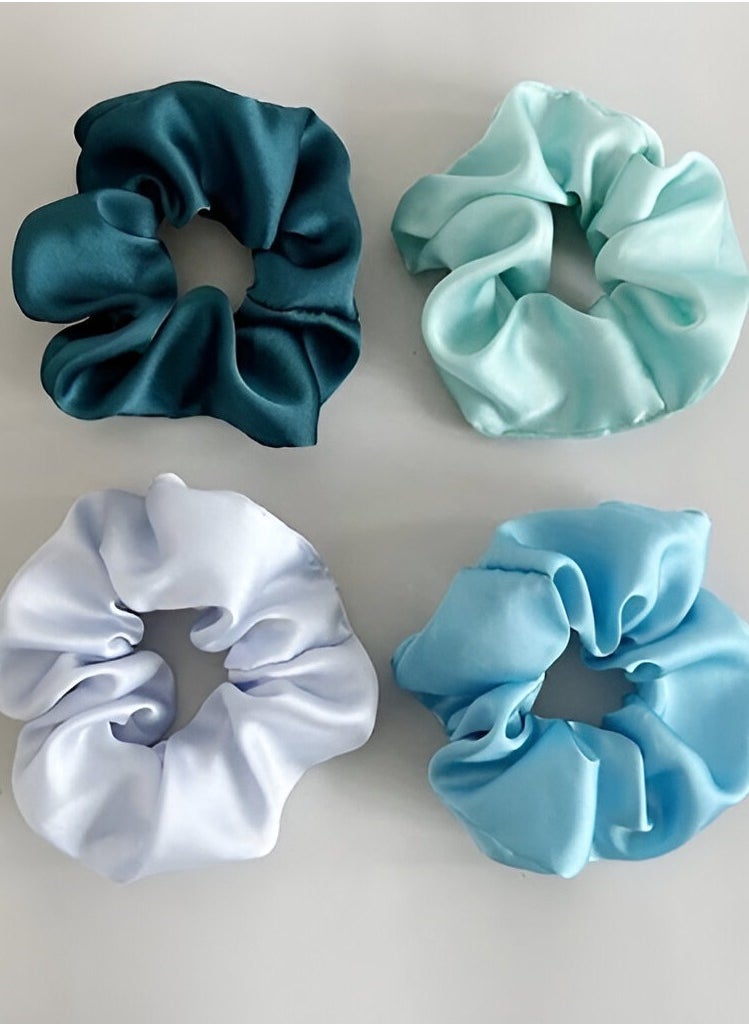 Braidise Creations 4 Pcs Medium Size Mix Colours Scrunchies - Soft And Comfortable Hair Ties For Ponytail In Hair Accessories  - Image 1