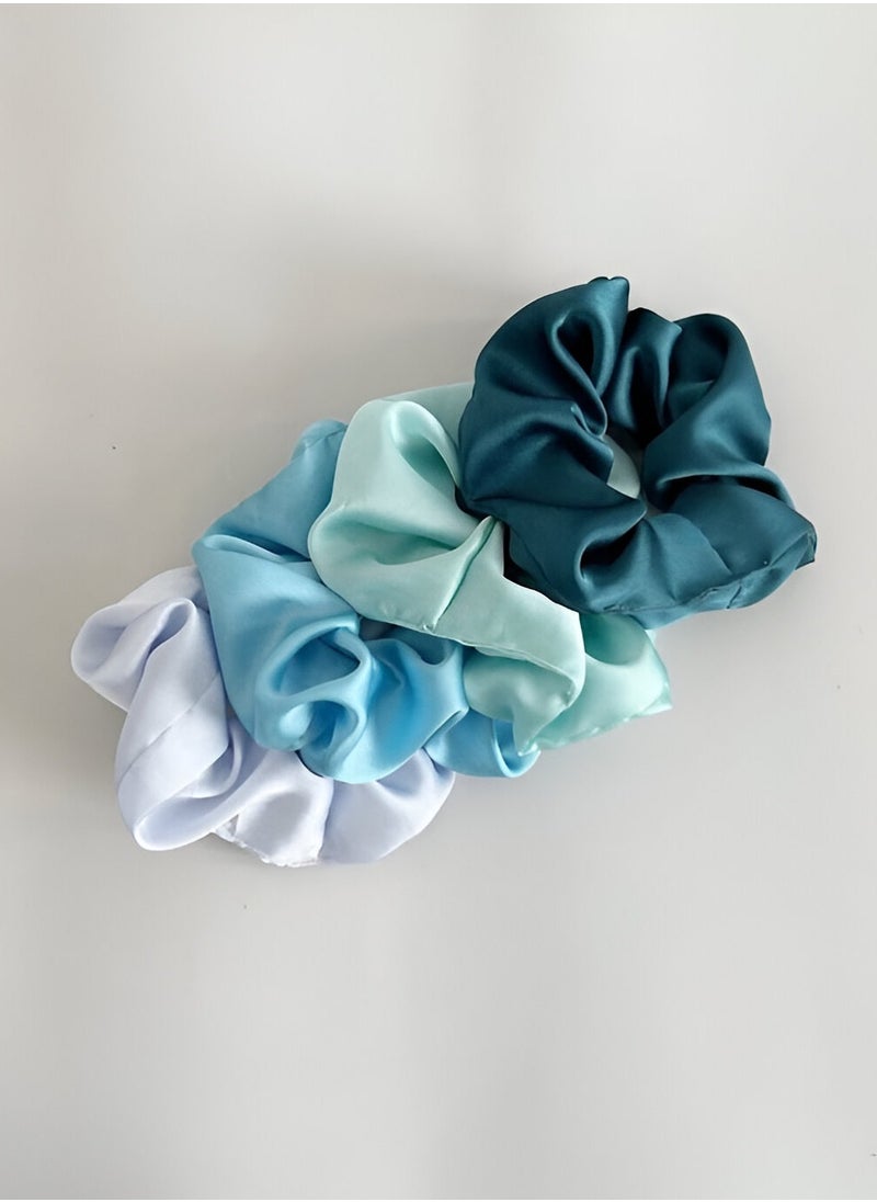 Braidise Creations 4 Pcs Medium Size Mix Colours Scrunchies - Soft And Comfortable Hair Ties For Ponytail In Hair Accessories  - Image 2