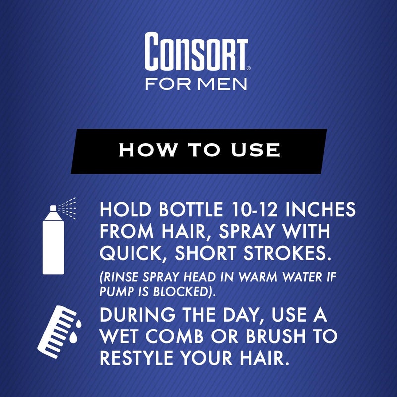 Consort Extra Hold Non-Aerosol Hair Spray Pump for Men, Unscented, Fast Drying, Not Sticky or Stiff, 8 oz - Image 4