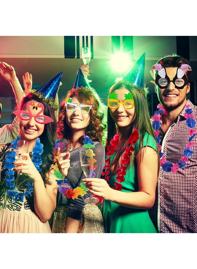 JOYIN 12 Pieces Luau Party Glasses And 12 Pieces Hawaiian Leis, Flowers Leis Garlands Novelty Sunglasses, Tropical Birthday Summer Beach Party Decoration Supplies - Image 4
