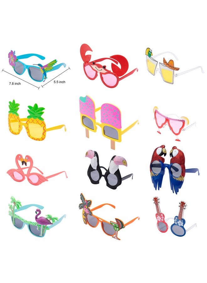 JOYIN 12 Pieces Luau Party Glasses And 12 Pieces Hawaiian Leis, Flowers Leis Garlands Novelty Sunglasses, Tropical Birthday Summer Beach Party Decoration Supplies - Image 3