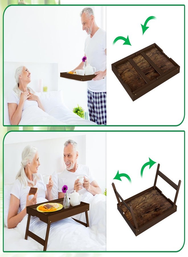 promitop Bamboo Breakfast Tray with Foldable Legs & Detachable Stand | Ergonomic Handle | Portable Bed Tray for Eating, Working, Laptop, Tablet, and Phone（Vintage Walnut） - Image 5