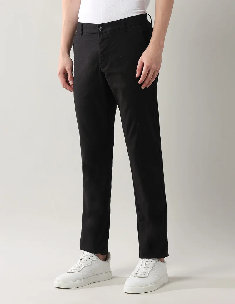 Arrow Black Slim Fit Night Is Young Trousers for Men | Best Price UAE