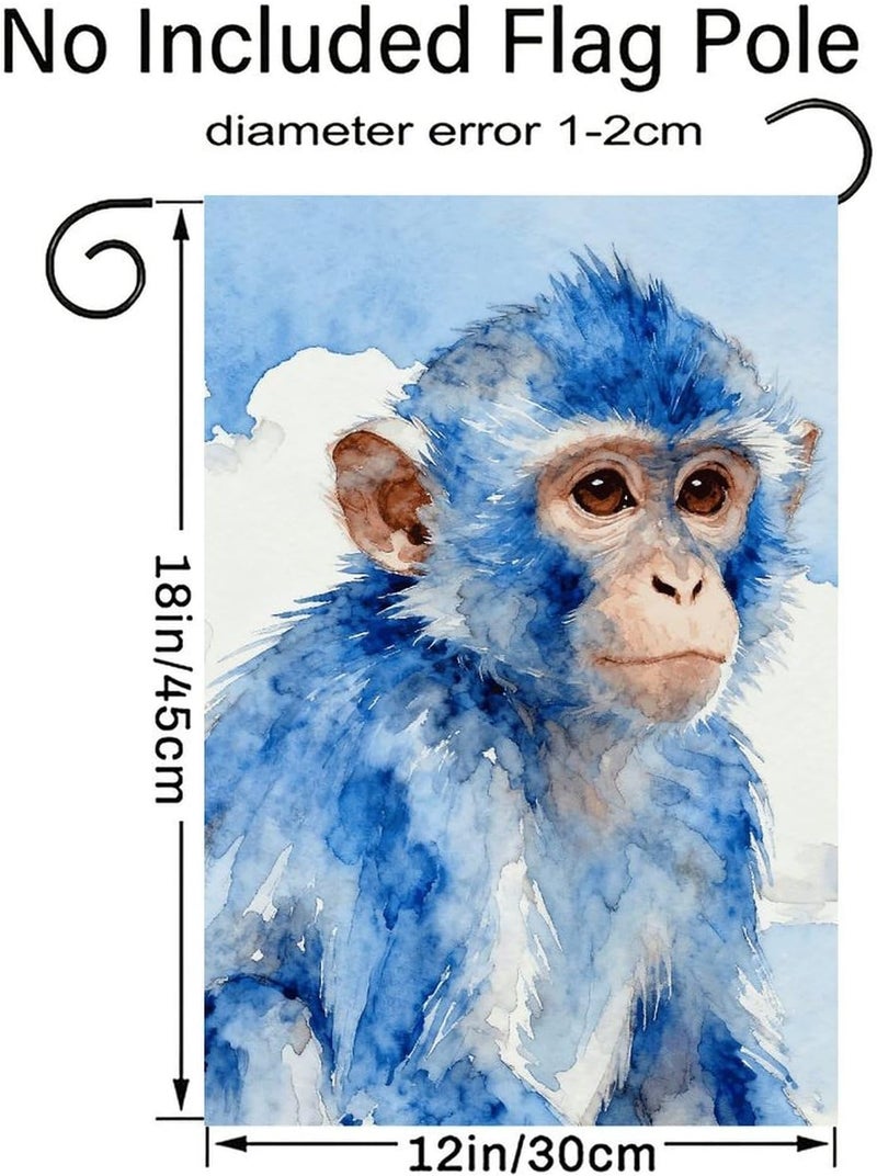 Blue Monkey in The Clouds Garden Flag Double Print Yard Flag 12×18 Inch Lawn Flag Outdoor Decor Flag House Garden Banner Holiday Yard Banner Home Entryway Flag For Outdoor Yard All Four Seasons - Image 2