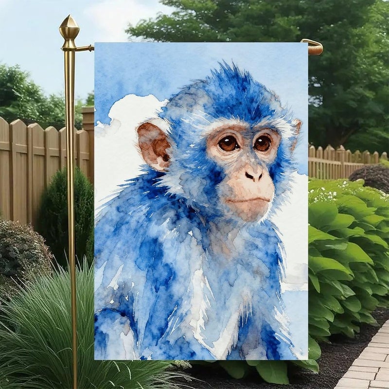 Blue Monkey in The Clouds Garden Flag Double Print Yard Flag 12×18 Inch Lawn Flag Outdoor Decor Flag House Garden Banner Holiday Yard Banner Home Entryway Flag For Outdoor Yard All Four Seasons - Image 4