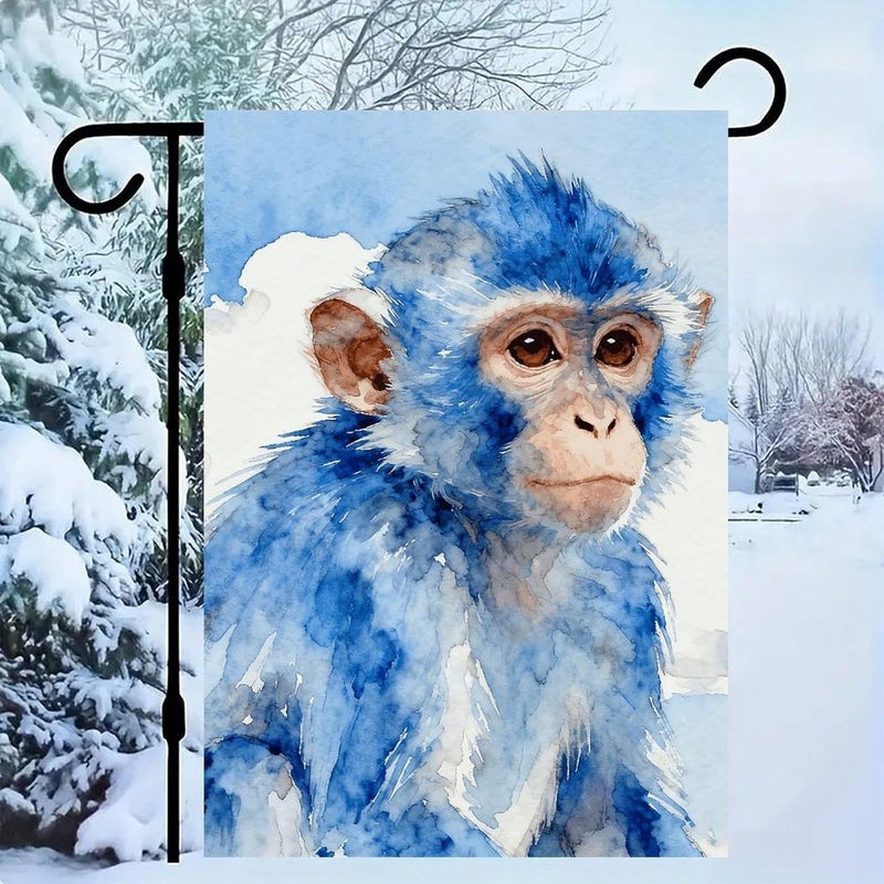 Blue Monkey in The Clouds Garden Flag Double Print Yard Flag 12×18 Inch Lawn Flag Outdoor Decor Flag House Garden Banner Holiday Yard Banner Home Entryway Flag For Outdoor Yard All Four Seasons - Image 1