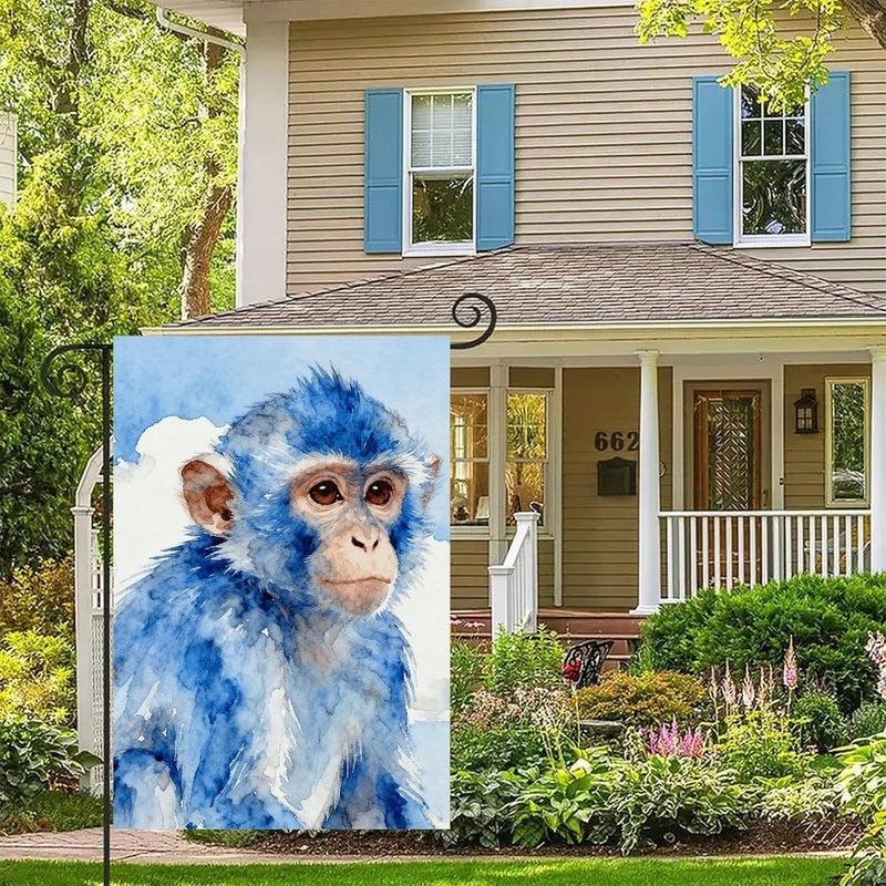 Blue Monkey in The Clouds Garden Flag Double Print Yard Flag 12×18 Inch Lawn Flag Outdoor Decor Flag House Garden Banner Holiday Yard Banner Home Entryway Flag For Outdoor Yard All Four Seasons - Image 5